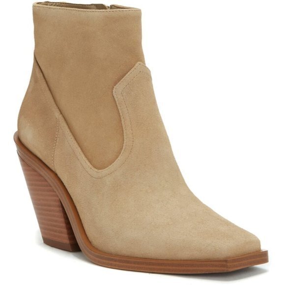 VINCE CAMUTO Amtinda Square Toe beige suede Bootie SIZE 9 - Picture 1 of 7